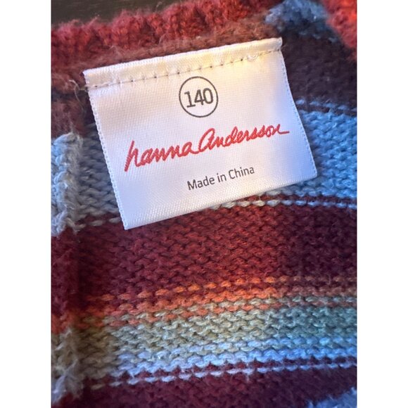 Hanna Andersson Girls Size 140 US 10 Combed Cotton Cardigan Nordic Chevron - Picture 3 of 7